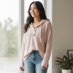 Cozy Pink Knit Hoodie